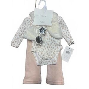 New Rachel Zoe Baby Set Vest Bodysuit Pants Headband Sunglasses 3-6 months Girls